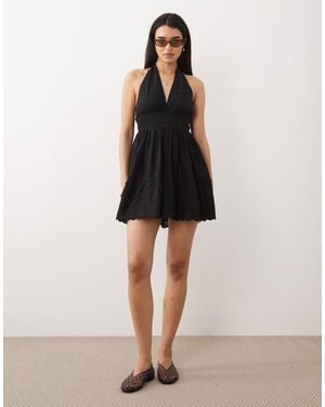 Iisla & Bird Broderie Halterneck Dress - Natural