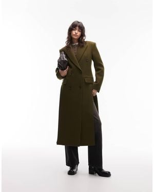 ARKET Wool Mix Double Breasted Maxi Coat - Green