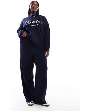 4th & Reckless Knitted Wide Leg Pants Co-ord - Blue