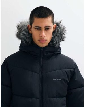 Hollister Heavyweight Puffer Jacket With Hood - Blue