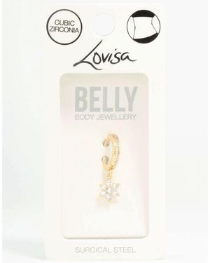 Lovisa – bauchnabelpiercing aus vergoldetem chirurgenstahl im blumendesign mit zirkonia-verzierung - Natur