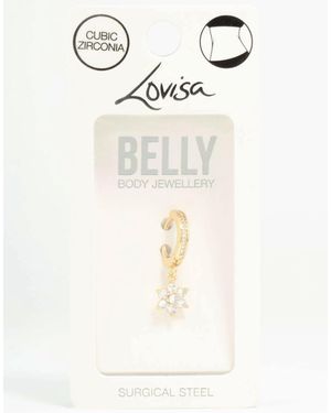 Lovisa – bauchnabelpiercing aus vergoldetem chirurgenstahl im blumendesign mit zirkonia-verzierung - Natur