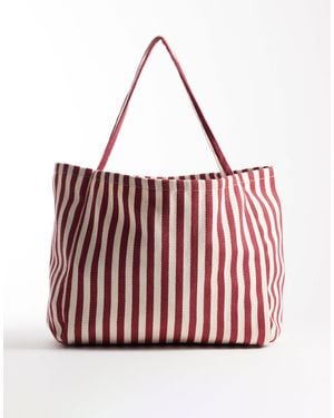 ASOS Striped Textured Tote Bag