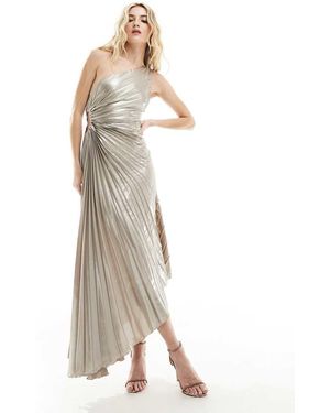 Mango Pleated Aysmmetric Dress - Natural
