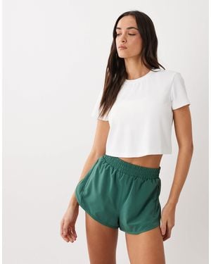 4505 Engineered Performance Waffle Cropped Running T-shirt With Quick Dry - Green