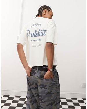 Prohibited Script Logo Boxy T-shirt - White
