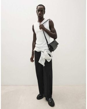 Bershka Borsa A Tracolla Con Zip Effetto Pelle Nera - Neutro