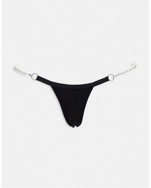 ASOS Thong With Pearl Straps - White