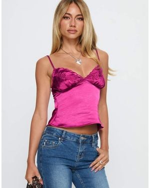 Princess Polly Aruba Satin Embroidered Bust Detail Cami Top