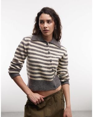 Collusion Asymmetric Knitted Cardigan - Gray