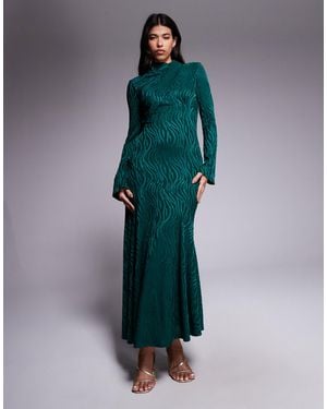 DASKA High Neck Maxi Dress - Green