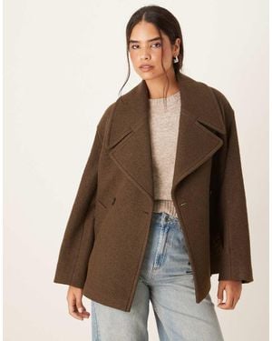 Mango Wool Mix Short Tailored Jacket - Brown