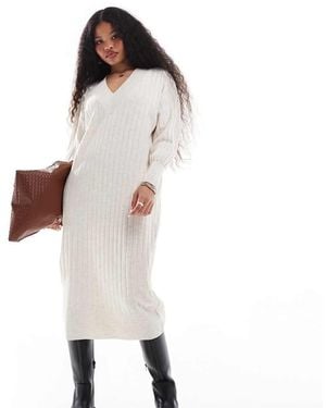 Only Petite Knitted V Neck Maxi Dress - Natural