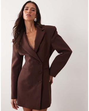 Miss Selfridge Strong Shoulder Cinched Blazer Dress - Brown
