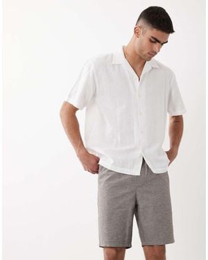 Only & Sons Linen Mix Tie Waist Shorts - White