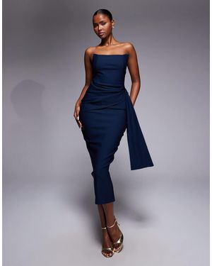 Vesper – trägerloses bengaline-midikleid - Blau