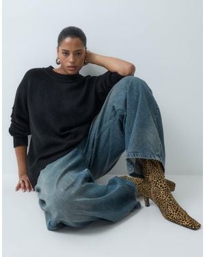 Collusion Plus flauschiger pullover mit rundhalsausschnitt - Blau