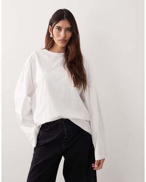 ARRANGE Cotton Oversized Long Sleeve T-shirt - Natural