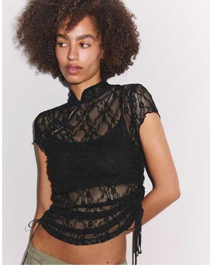 Stradivarius T-Shirt Met Korte Mouwen - Zwart