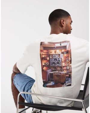 SELECTED X Hotel Amour Heavyweight Oversized T-shirt With Speaker Print - White
