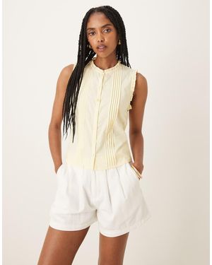 Motel Yara Pintuck Sleeveless Blouse - Natural