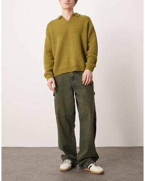 Dickies Pantalones Verde Lavado Sueltos De Estilo Carpintero Con Acabado Desgastado Y Pespuntes En Contraste De