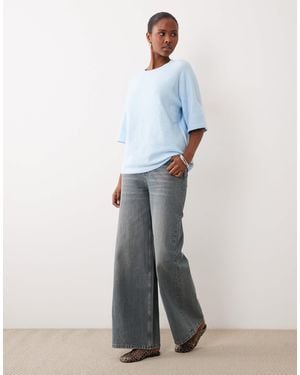 Vila Short Sleeve Boxy Soft Knitted T-shirt - White