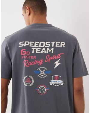 Threadbare T-Shirt A Maniche Corte Grigia Con Stampa Grafica Sul Retro - Grigio