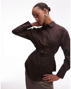 ASOS Adjustable Cinched Back Shoulder Pad Shirt - Black