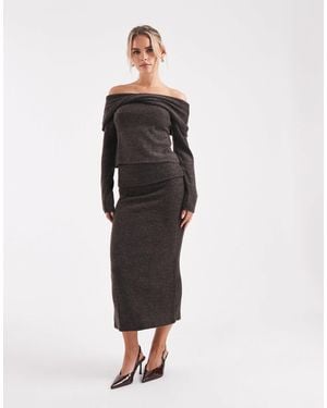 Vero Moda Folded Waistband Midi Skirt Co-ord - Brown