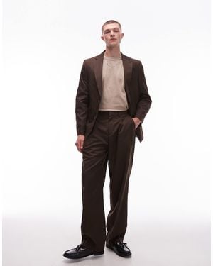 TOPMAN Wide Leg Suit Pants - Blue