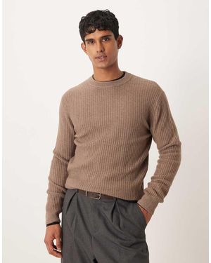 Mango Classic Relaxed Fit Ribbed Jumper - Natural