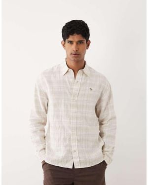 Abercrombie & Fitch Linen Rich Long Sleeve Shirt - Natural