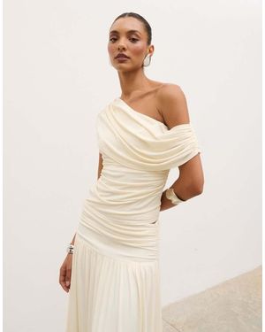 Pretty Lavish One Shoulder Ruched Top - White