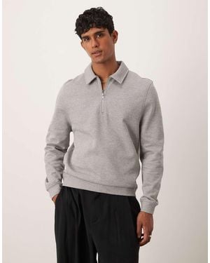ASOS Quarter Zip Collared Sweatshirt - Grey
