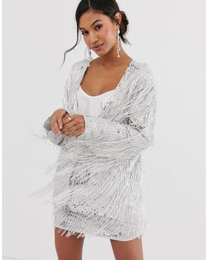 ASOS Sequin Fringe Jacket-silver - Metallic
