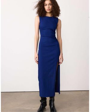Stradivarius Sleeveless Bengaline Midi Dress - Blue