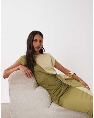 ASOS Co-Ord Top Met Korte Mouwen, Kleurvlakken En Gedrapeerde Strik Aan De Voorkant - Groen