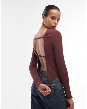 ASOS Slinky Open Back Long Sleeve Top - Blue
