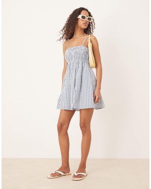 Abercrombie & Fitch Aangerimpelde Babydoll Mini Jurk - Naturel