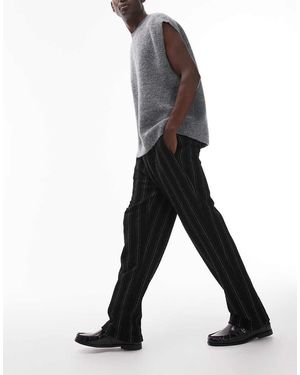 TOPMAN Straight Fit jogger With Textured Stripe - Black