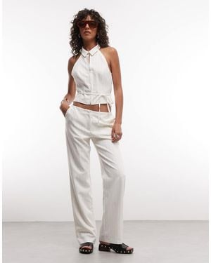 Collusion Pantalones Blanco Marfil De Pernera Recta Con Raya Diplomática (Parte De Un Conjunto)