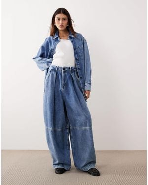 ARRANGE Seam Detail Washed Barrel Co-Ord Jean - Blue