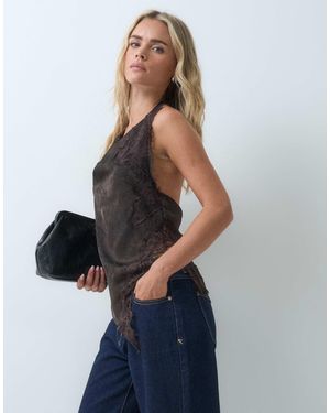 Vero Moda Satin-neckholder-oberteil mit spitzendetail - Blau