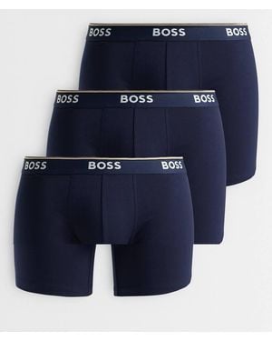 BOSS Confezione Da 3 Boxer Aderenti Con Elastico - Blu
