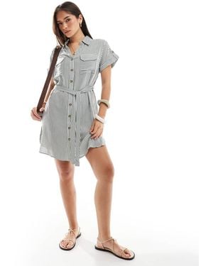 Vero Moda Mini Shirt Dress With Pockets - White