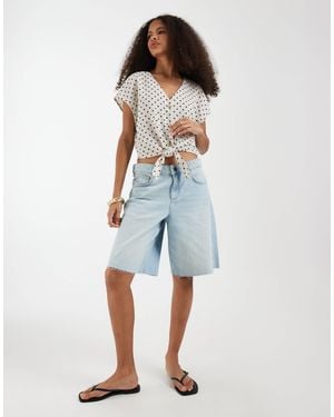 ONLY Tie Front Shirt - Blue