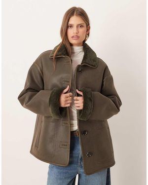 Mango Reversible Borg Jacket - Brown