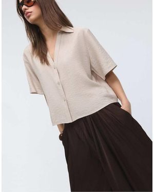 Stradivarius Button-up Flowing Shirt - White