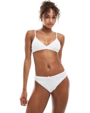 The Frolic Exclusivité - - culotte d'ensemble taille basse en maille pointelle - Blanc